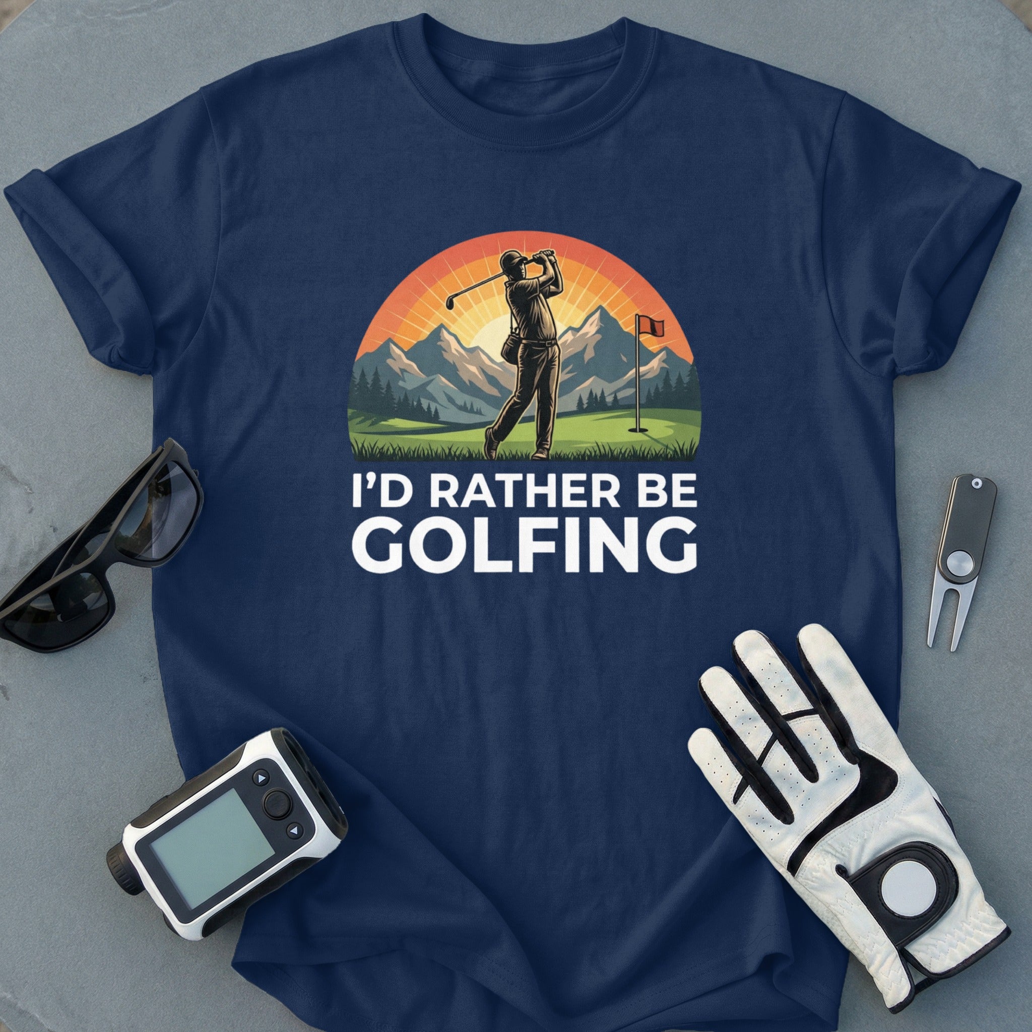 I'd Rather Be Golfing Scenic Graphic Tee Shirt