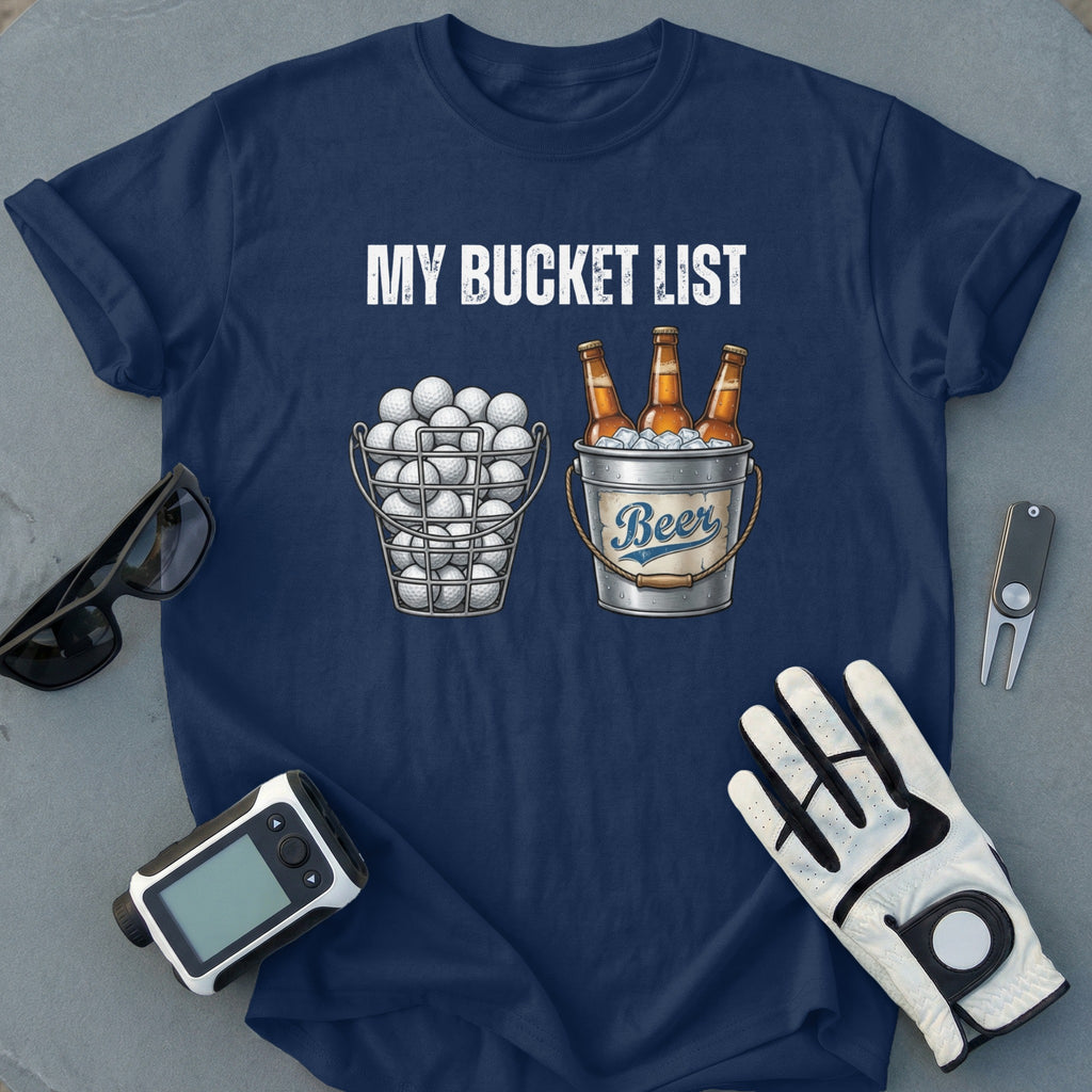 My Bucket List Golf Balls and Beer T-Shirt