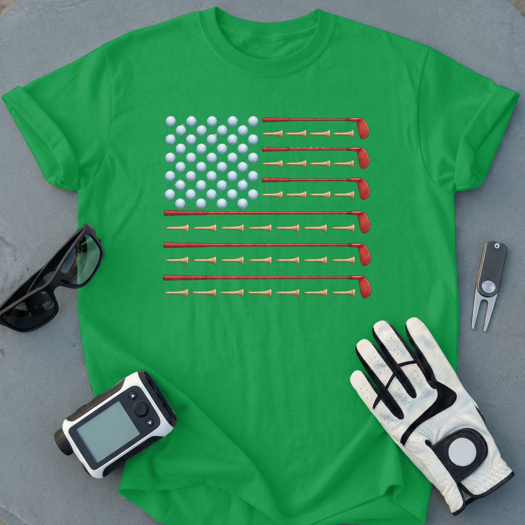 Patriotic Golf Themed American Flag T-shirt