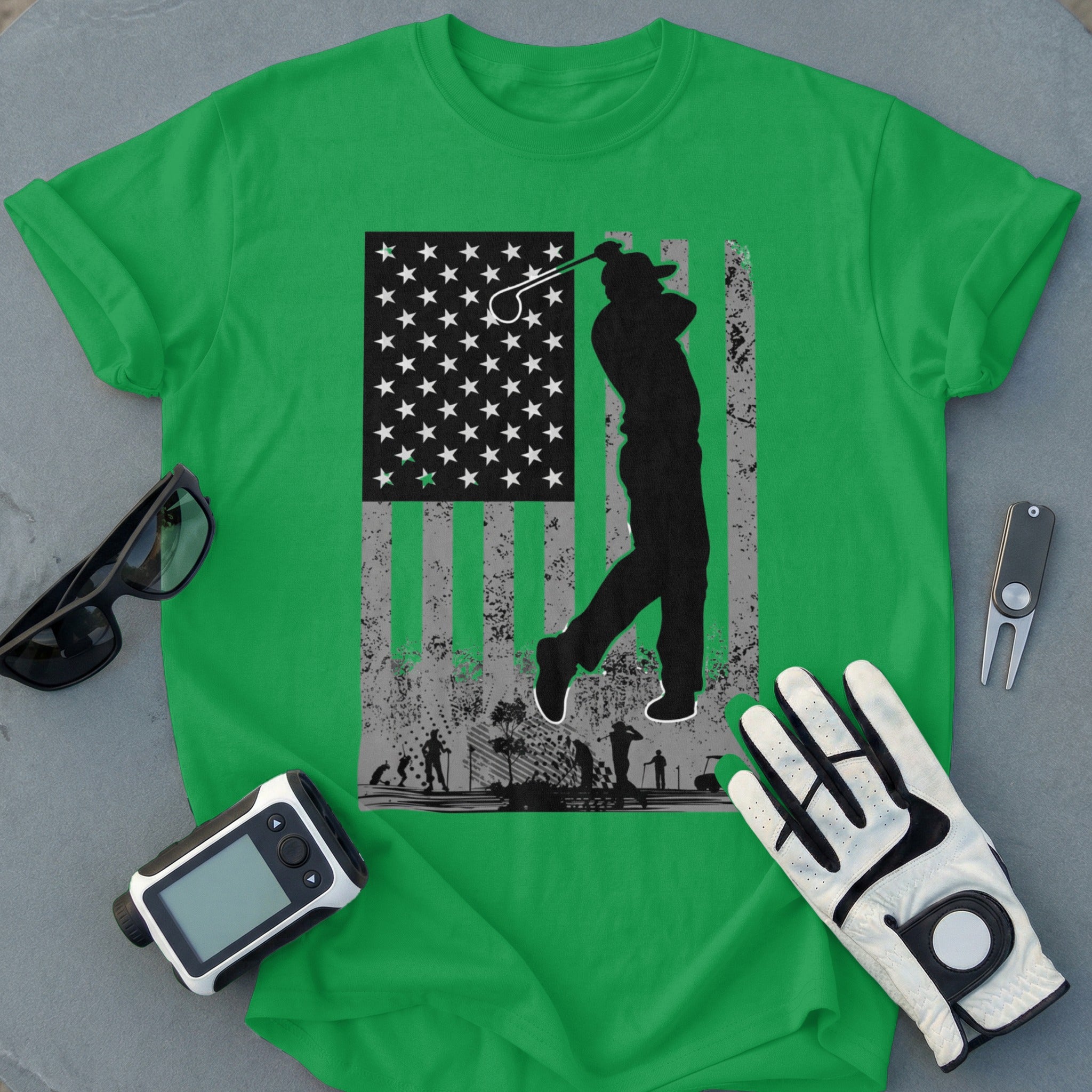 American Flag Golfer Graphic Print T-shirt