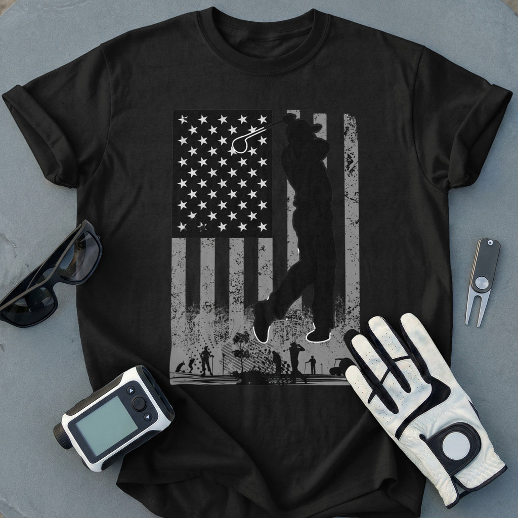American Flag Graphic Golf Swing T-shirt