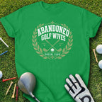 Green t-shirt with "Abandoned Golf Wives Social Club" text and golf motif.