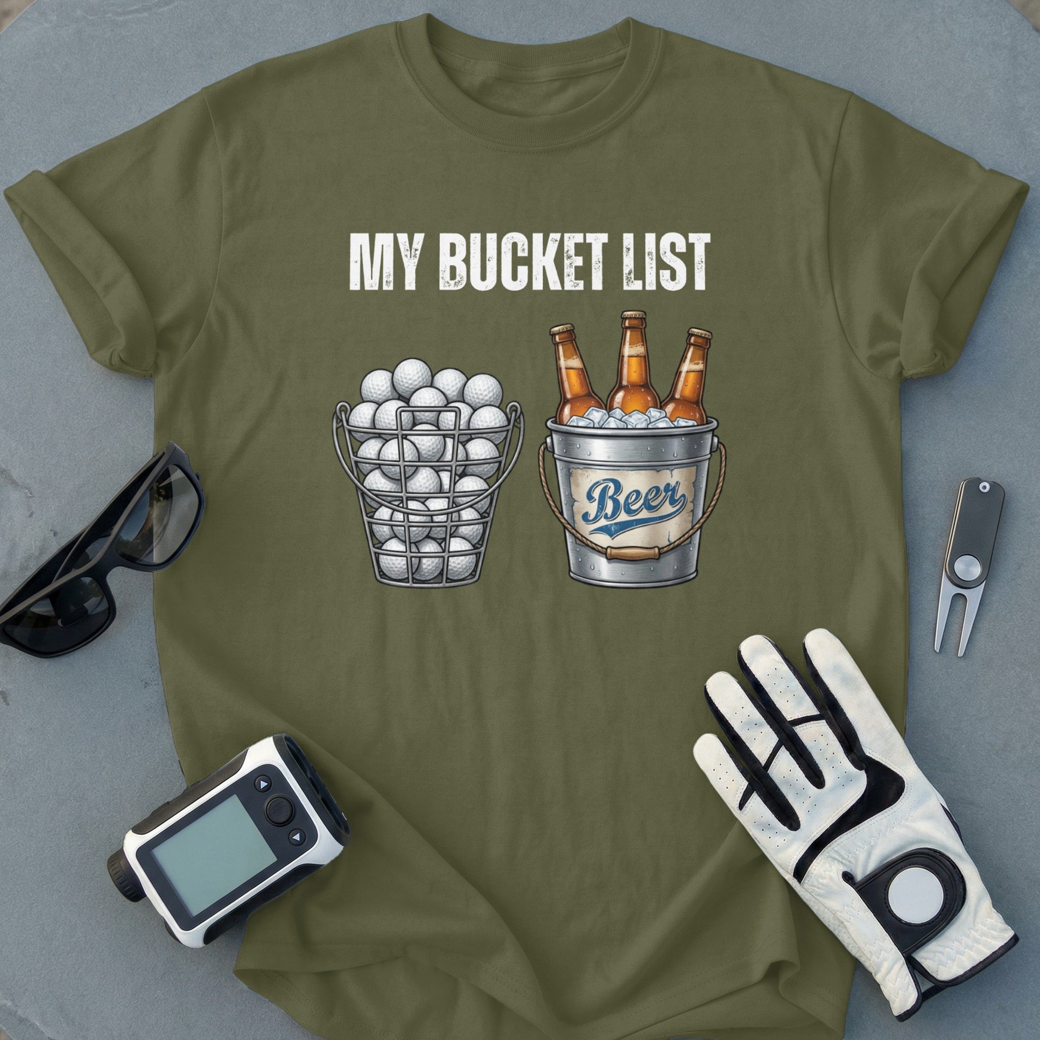 My Bucket List Golf Balls and Beer T-shirt