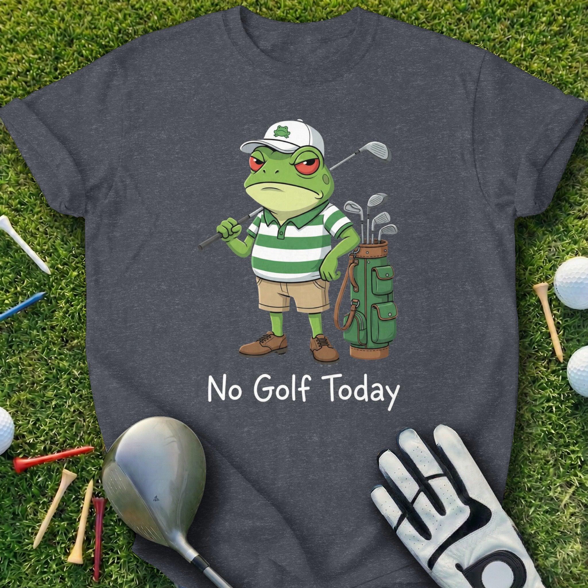 No Golf Today Angry Frog Golfing T-Shirt Product