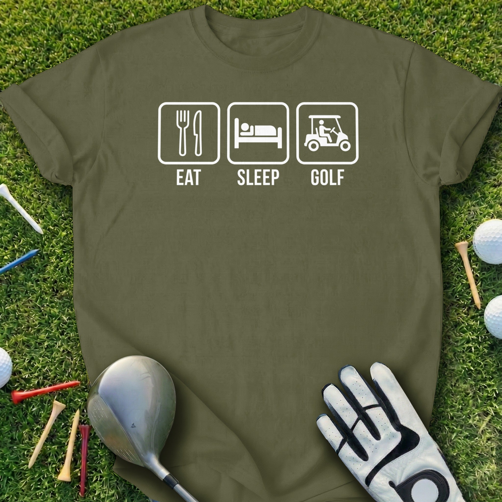 Eat Sleep Golf Funny Graphic Tee for Golf Lovers