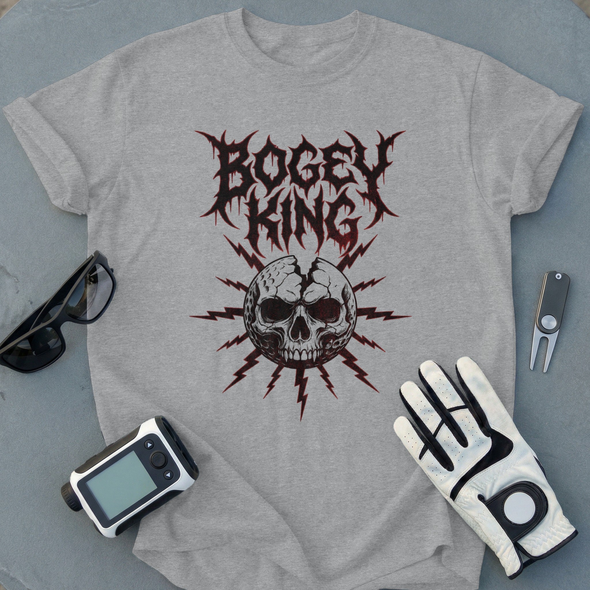 Bogey King Skull and Golf Ball Design T-Shirt
