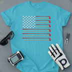 American Flag Golf Balls and Clubs Design T-Shirt