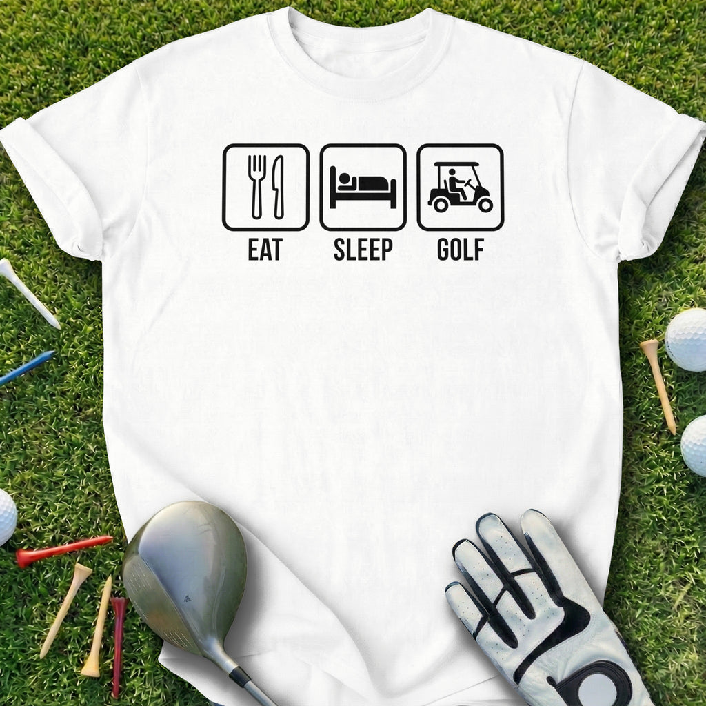 Eat Sleep Golf Graphic Tee Shirt for Golf Enthusiasts