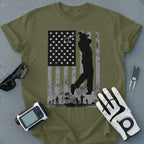 Vintage American Flag Golf Print T-Shirt for Golf Lovers