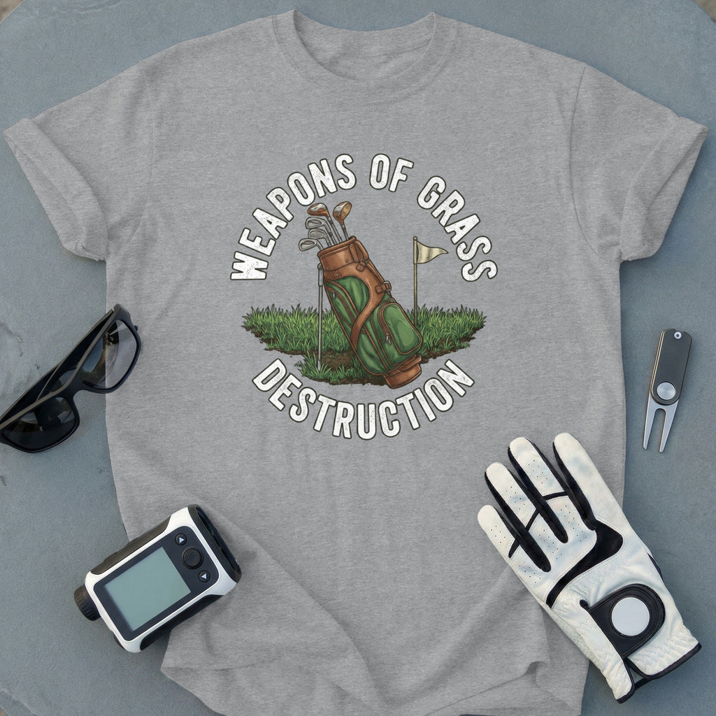 Weapons of Grass Destruction Funny Golf T-Shirt