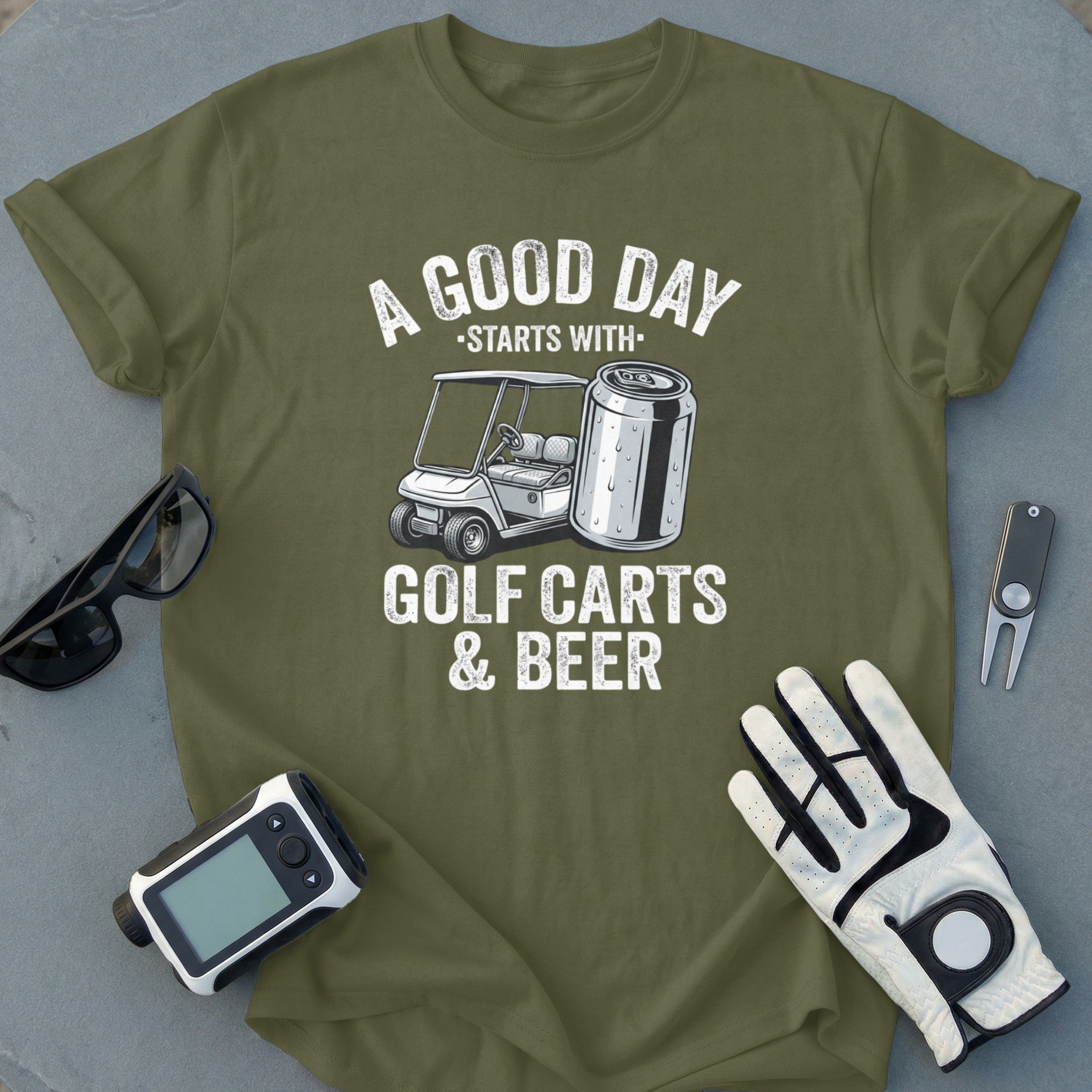 A Good Day Starts With Golf Carts And Beer T-shirt