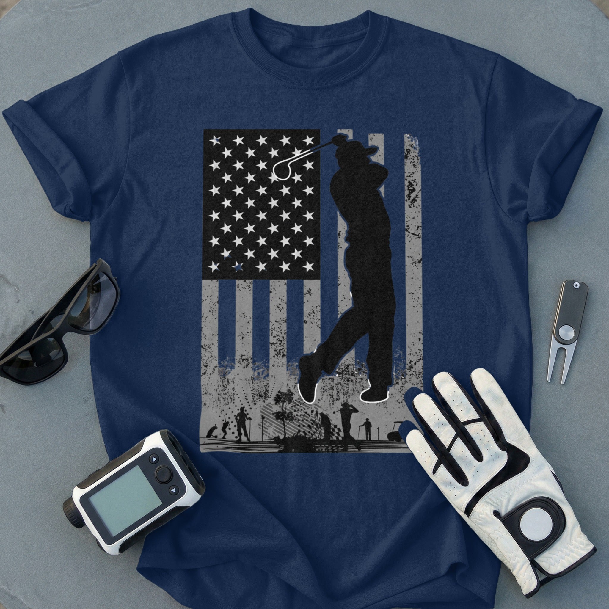 Patriotic American Golfing Artwork Graphic T-Shirt