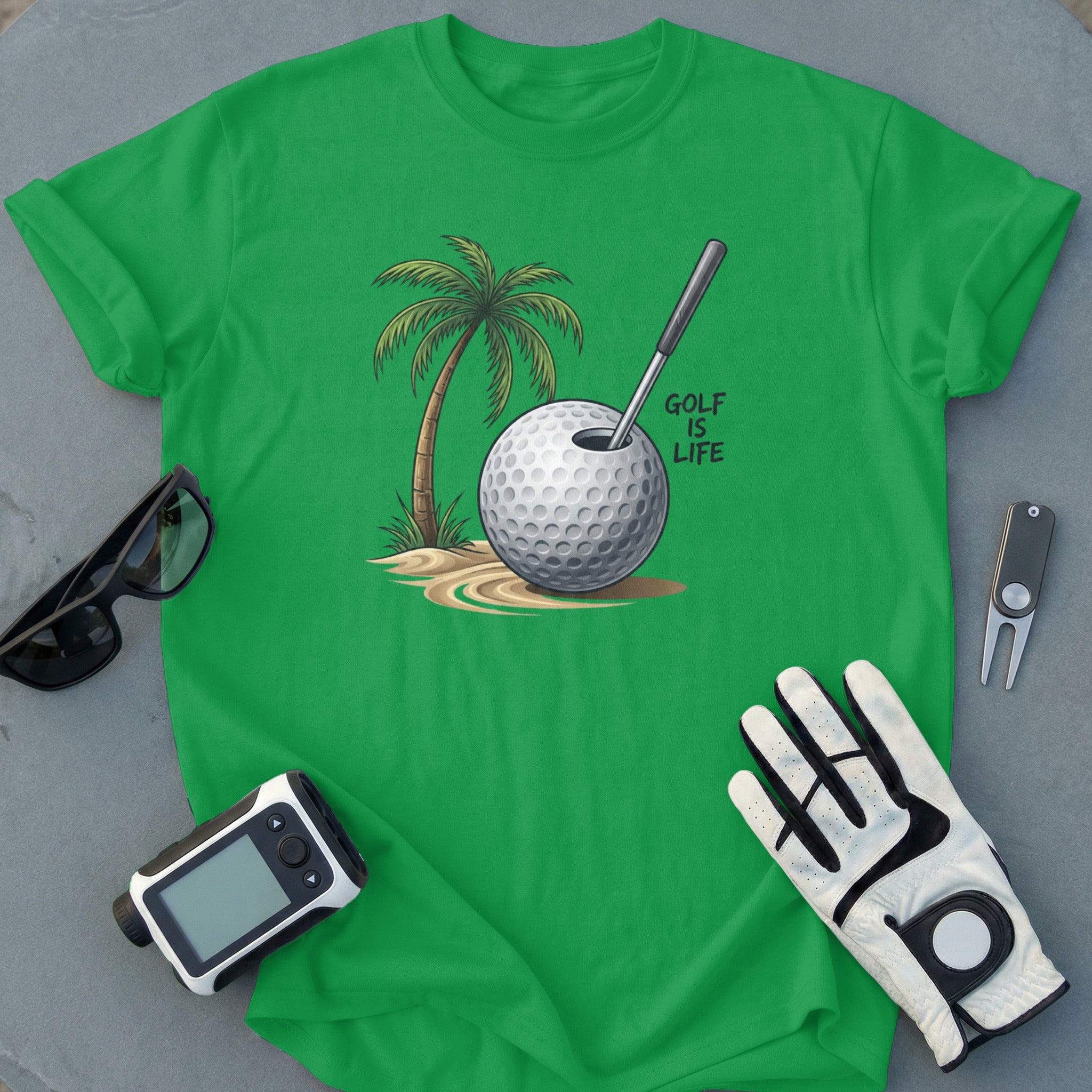 Golf is Life Tee with Palm Tree Graphic