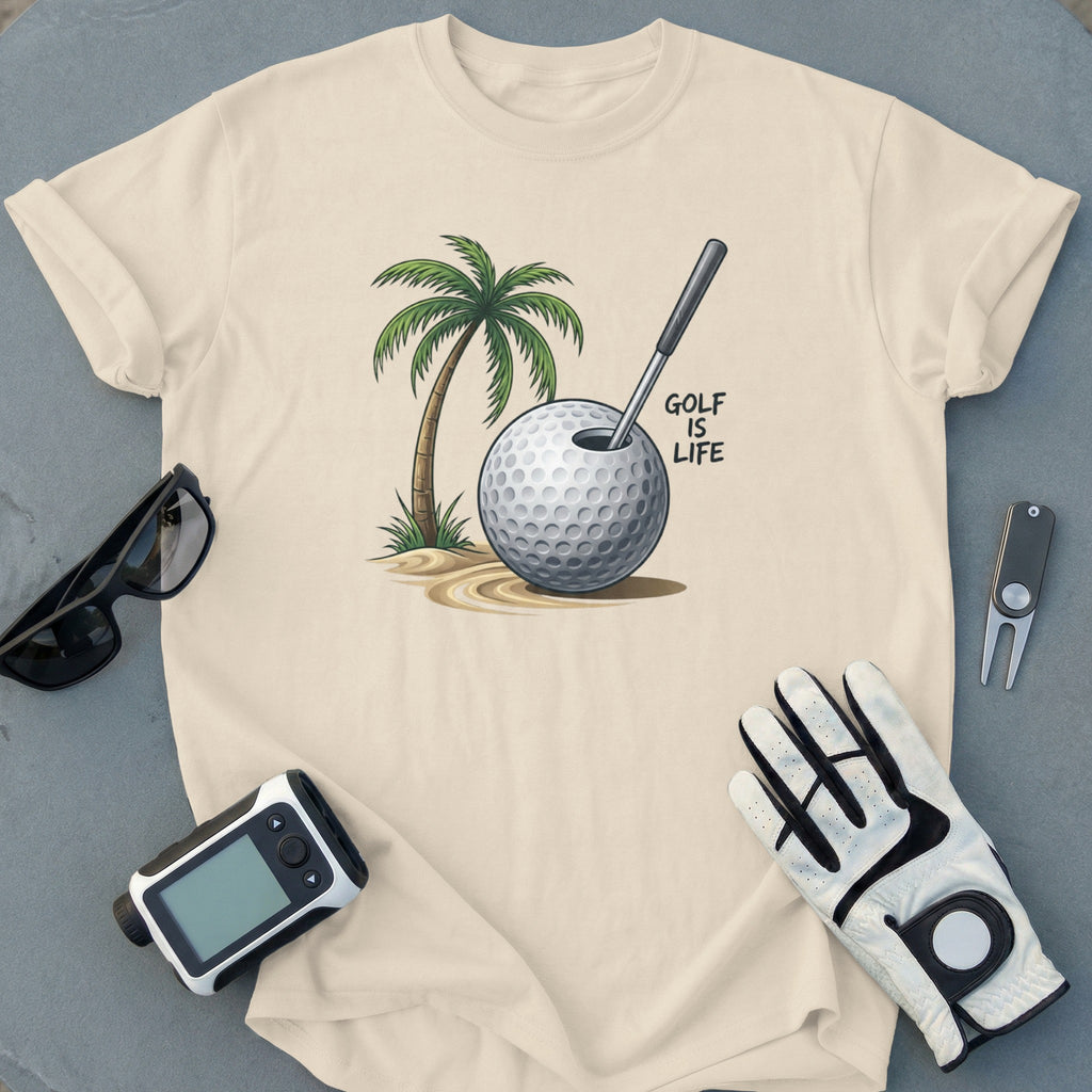 Golf Is Life Fun Golf Ball and Palm Tree T-Shirt