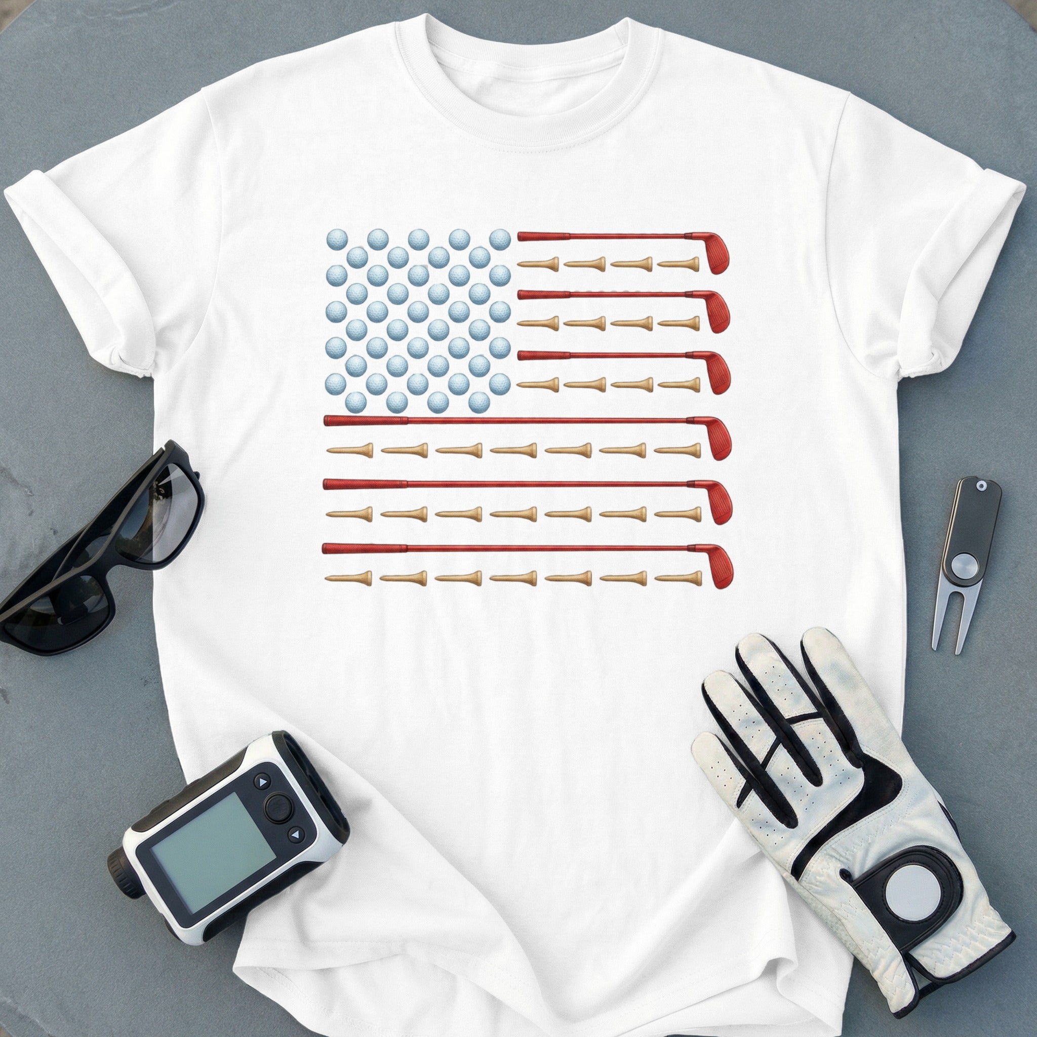 American Flag Golf Design Graphic Tee