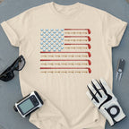 Golf Clubs and Balls American Flag Design Shirt